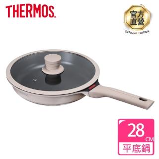 【THERMOS 膳魔師】momo獨家專售星曜新一代不沾鍋單柄附蓋壓鑄平底鍋28cm(TFC-F28-LMT)