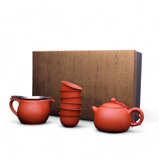 台灣製造鶯歌陶藝】精緻西施壺茶具禮盒八入組(茶具茶壺朱泥紫砂茶海