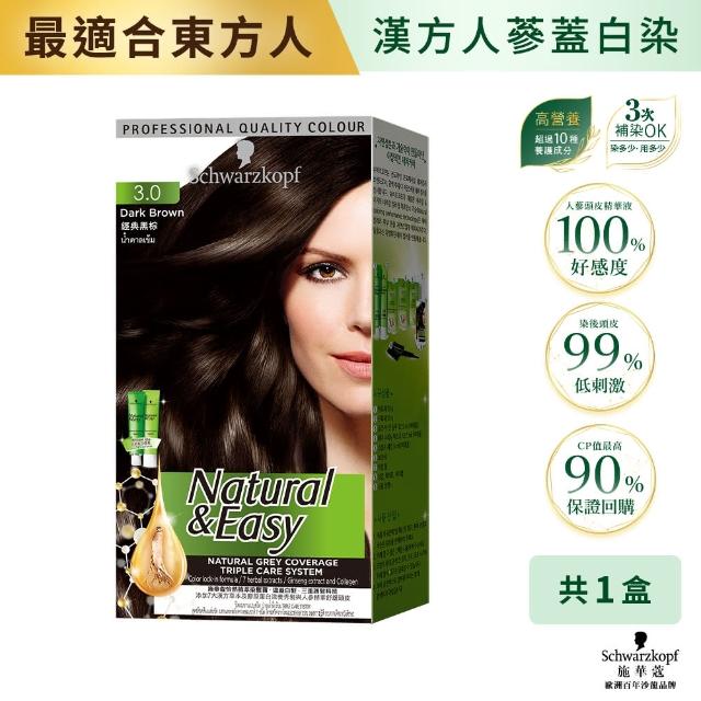 【Schwarzkopf 施華蔻】N＆E怡然植萃蓋白染髮霜X2入(多色任選/經典黑棕/自然棕/亞麻棕/巧克力棕)