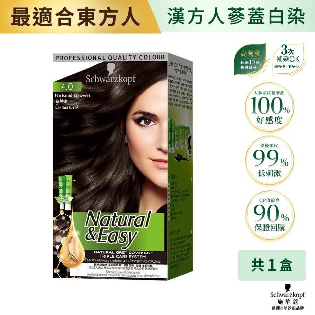 【Schwarzkopf 施華蔻】N＆E怡然植萃蓋白染髮霜X2入(多色任選/經典黑棕/自然棕/亞麻棕/巧克力棕)
