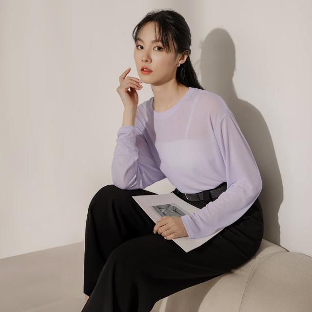 【OB 嚴選】多色系微透膚美背綁帶寬鬆長袖上衣 《AB19629》