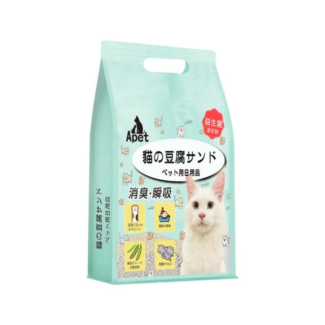 【Apet 愛佩寵物】益生菌混合豆腐貓砂-3包組(1.6kg/包 豆腐砂/植物/環保)