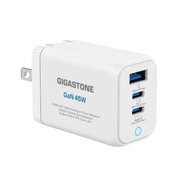 【Gigastone 立達國際】GaN 45W氮化鎵Type-C三孔快充充電器+C to Lightning MFi充電線(iPhone14蘋果充電頭)