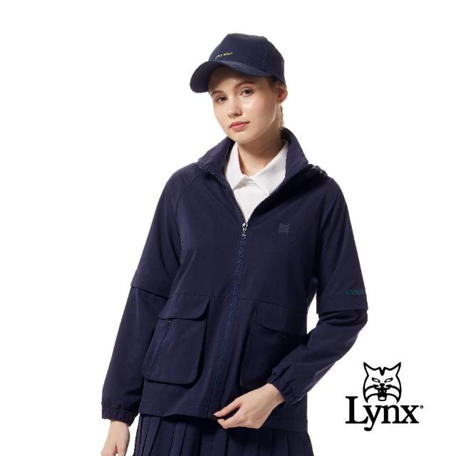 【Lynx Golf】首爾高桿風格！女款防潑水內刷毛環保素材可拆袖設計雙拉鍊口袋長袖可拆式連帽外套(二色)