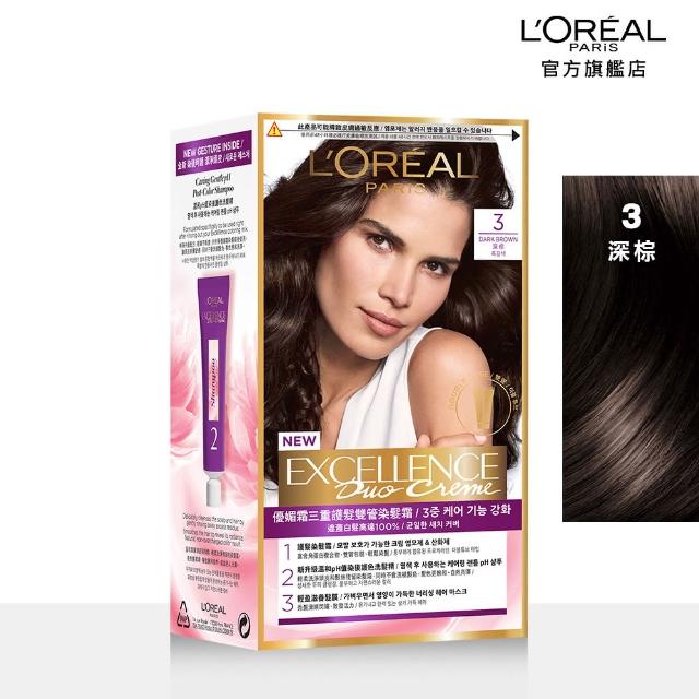 【L’OREAL Paris 巴黎萊雅】買1送1 優媚霜三重護髮染髮霜/雙管染髮霜_2入組