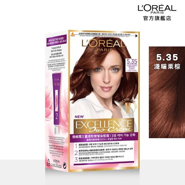 【L’OREAL Paris 巴黎萊雅】買1送1 優媚霜三重護髮染髮霜/雙管染髮霜_2入組