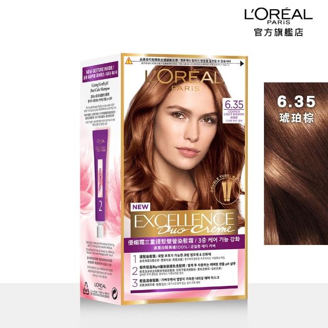 【L’OREAL Paris 巴黎萊雅】買1送1 優媚霜三重護髮染髮霜/雙管染髮霜_2入組