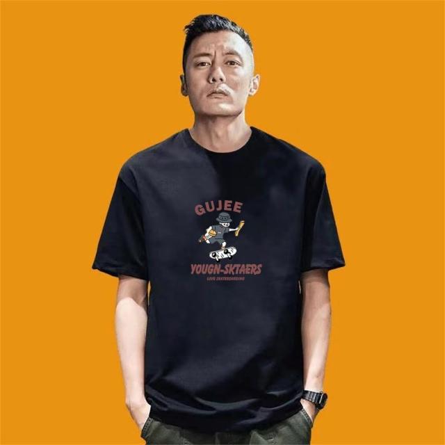 【MoonDy】純棉短袖 t恤 男裝 寬鬆版 Oversize T-shirt 休閒短t 上衣 印花上衣 落肩上衣  