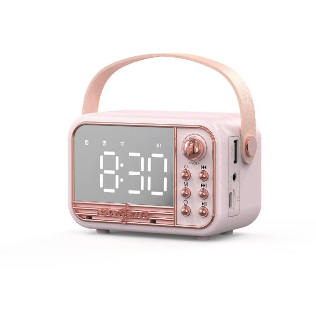 【UKKY】復古經典藍牙音響 多功能鏡面藍牙喇叭 便攜式智能鬧鐘 電子鬧鐘 電腦喇叭(高音質小音響 禮物) 618