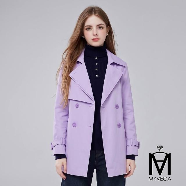 【MYVEGA 麥雪爾】MA小花收腰/斜剪接/翻領排釦綁帶風衣外套-多款任選(連帽外套/風外/新年紅色開運)