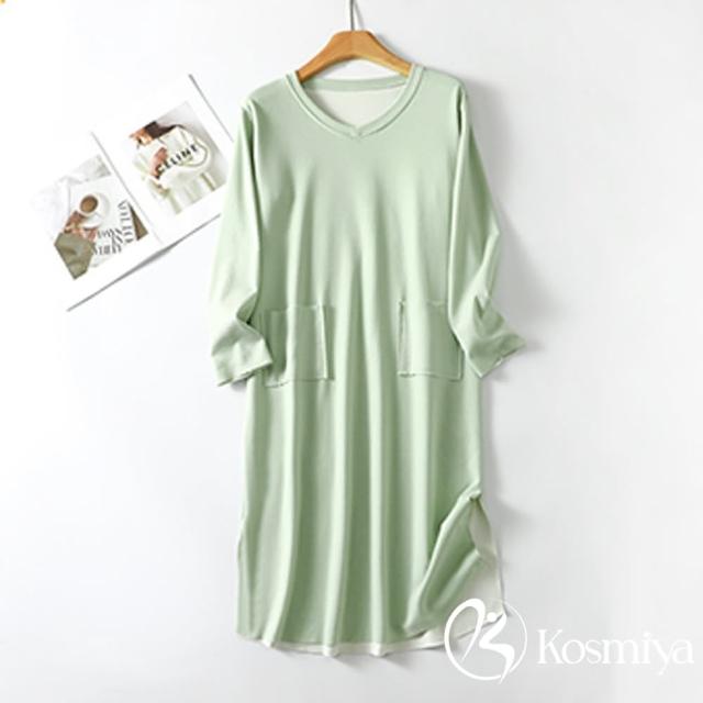 【Kosmiya】1套 多款任選 帶胸墊 棉質緹花長袖睡衣/女睡衣/居家服/胸墊睡衣(多款多色/均碼/加大碼)