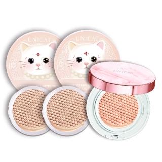 【UNICAT 變臉貓】防曬底妝5件-光彩保濕氣墊X1+氣墊補充包X2+ 礦物蜜粉X2(明星推薦-10小時不脫妝又保濕)