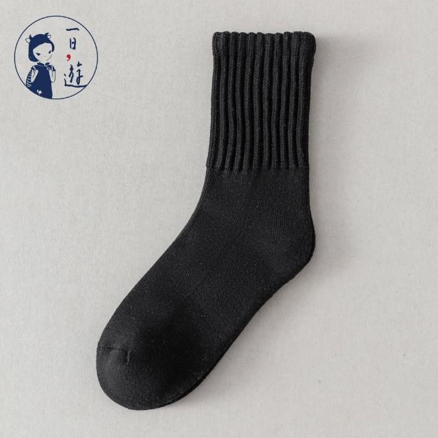 【NicoFun 愛定做】3雙 美式經典中筒襪 堆堆襪 吸汗半毛圈 羅紋襪 針織襪 運動襪(中性襪23-27cm)
