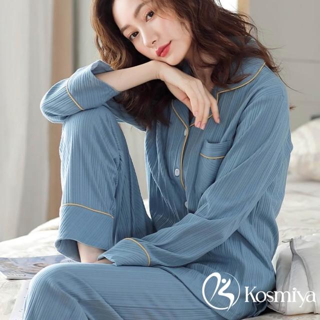 【Kosmiya】1套 多款任選 棉質質感刺繡長袖睡衣/女睡衣/居家服/兩件式睡衣/成套睡衣(均碼/加大碼)