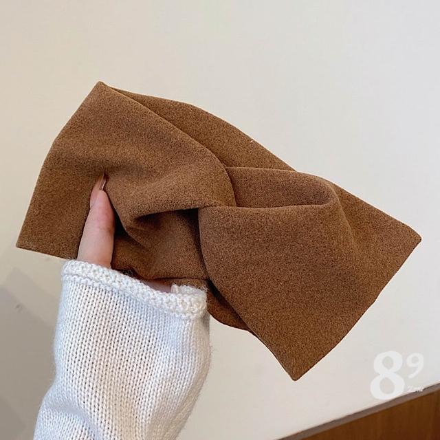 【89 zone】法式古典交叉氣質寬氣質 髮飾 頭飾 飾品  造型器 編髮器 頭巾 髮束 髮帶 1 入(啡/卡其/灰)