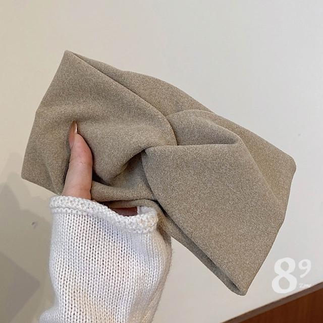 【89 zone】法式古典交叉氣質寬氣質 髮飾 頭飾 飾品  造型器 編髮器 頭巾 髮束 髮帶 1 入(啡/卡其/灰)