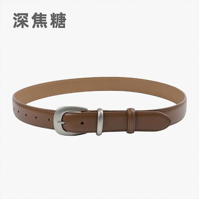 【MoonDy】腰帶 褲帶 女皮帶 精品皮帶 棕色腰帶 銀扣腰帶 真皮皮帶 西裝皮帶 牛皮帶 老錢 