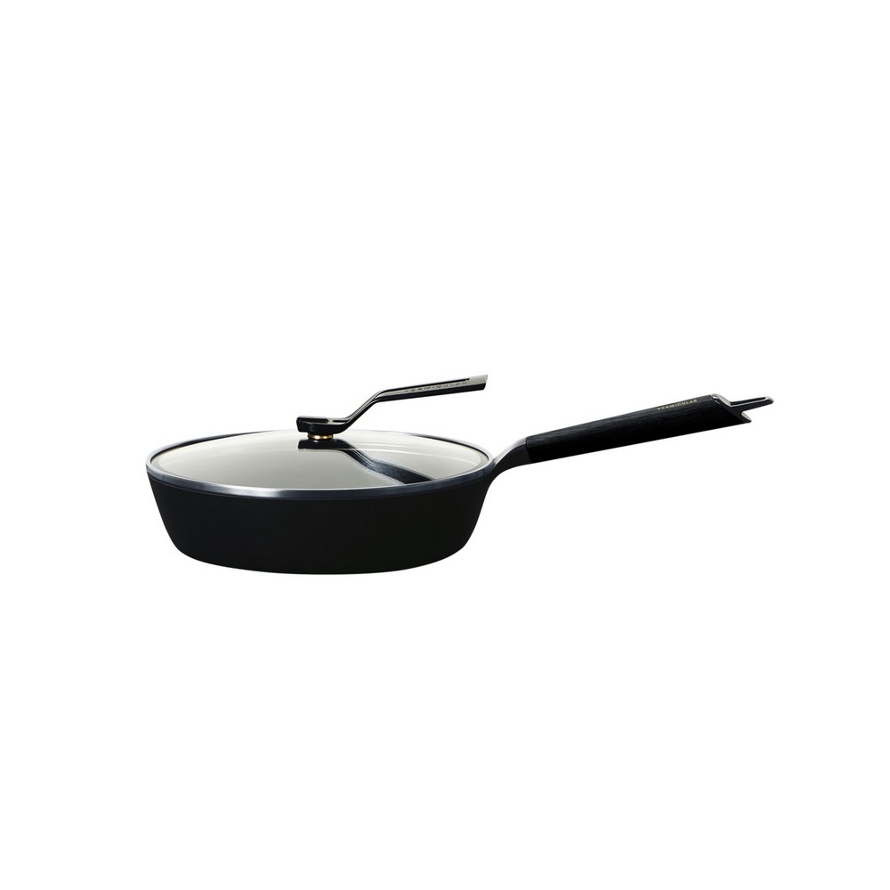 【Vermicular】琺瑯鑄鐵平底深鍋24cm含蓋-尊爵黑(鑄鐵鍋/琺瑯鍋/平底鍋/炒鍋/不沾鍋)