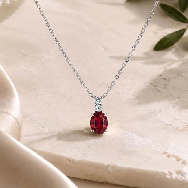 【City Diamond 引雅】『紅樺』14K 天然紅寶石 20分 白K金 鑽石 墜子 項墜 項鍊-兩款任選(璀璨流光系列)
