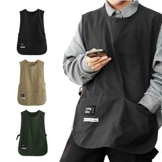 【樂居家】短版防潑水工作圍裙(料理圍裙 烘焙圍裙 工裝圍裙 背心圍裙 防汙圍裙)