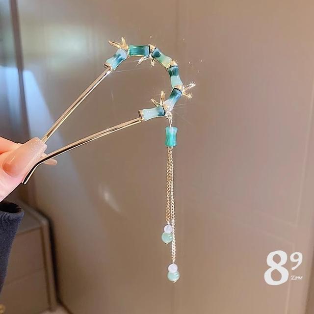 【89 zone】法式復古優雅蝴蝶結 U型夾 髮夾 頭飾 飾品 髮插 盤髮器 髮簪 簪子 1 入(金/銀)
