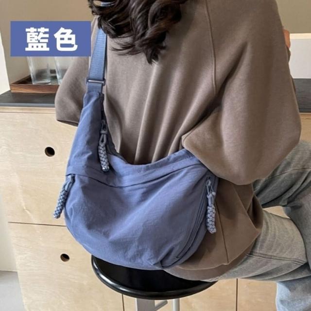 【享屋】日系牛角包(斜背包 單肩包 帆布包 弧形半月包 餃子包 斜跨包 月牙包 側背包 大容 