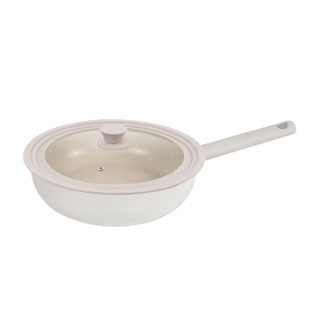 【LMG】ALBEE聯名｜奶茶不沾炒鍋附蓋28cm-IH爐可用鍋(不沾鍋 適用各種爐具)