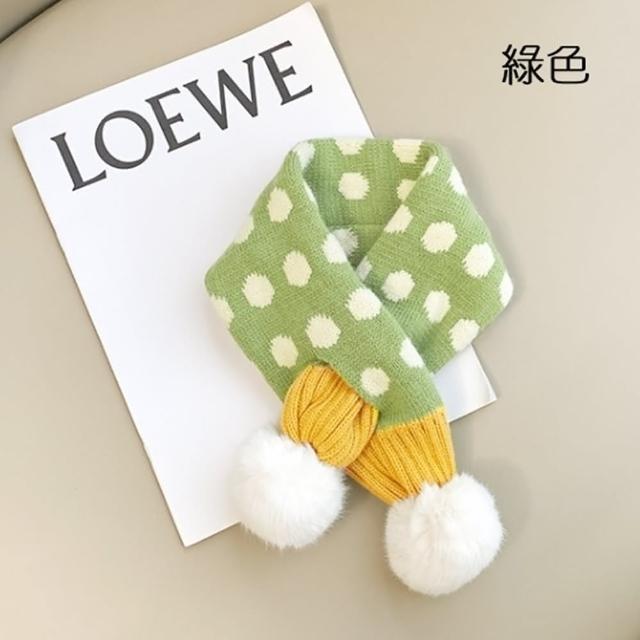 【橘魔法】點點毛球針織圍脖(圍巾 過年 新年 大紅 寒流 保暖 配件 中性款 女童 男童 兒童 童裝 交換禮物)