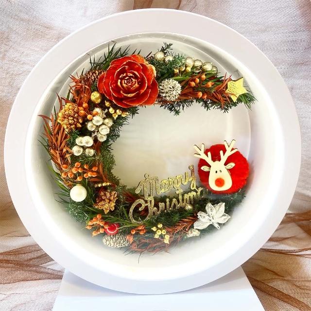 【OSTARA FLORIST 奧斯塔拉花藝】聖誕花圈檯燈 含手機無線充電 共兩款(聖誕節、聖誕花圈、檯燈)