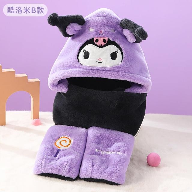【SANRIO 三麗鷗】三麗鷗兒童毛帽圍巾手套3合1套組(酷洛米/美樂蒂/大耳狗/凱蒂貓 交換禮物/聖誕禮物)