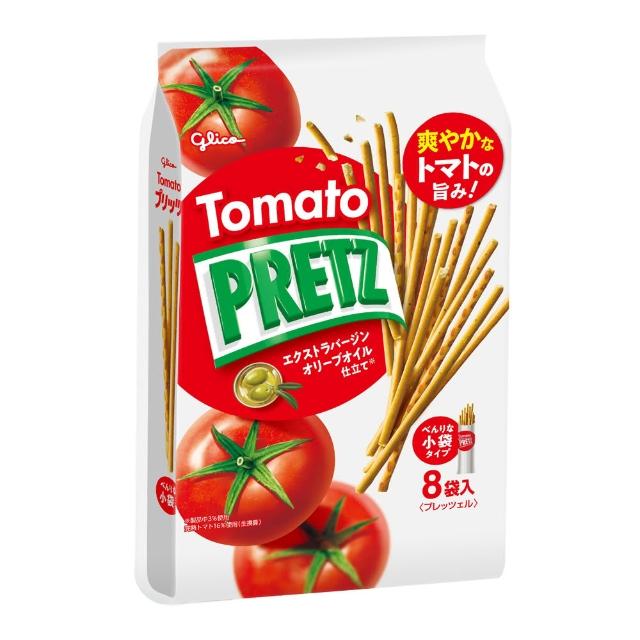 【Glico 格力高】官方直營 PRETZ百力滋 餅乾棒-8袋入(番茄野菜110g/野菜沙拉118g) (點心/餅乾/零食)