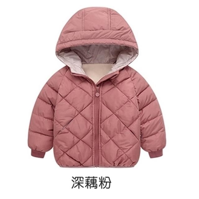 【橘魔法】兒童菱格連帽鋪棉外套(厚外套 長袖外套 連帽外套 保暖 寒流 中性款 女童 男童 童裝)