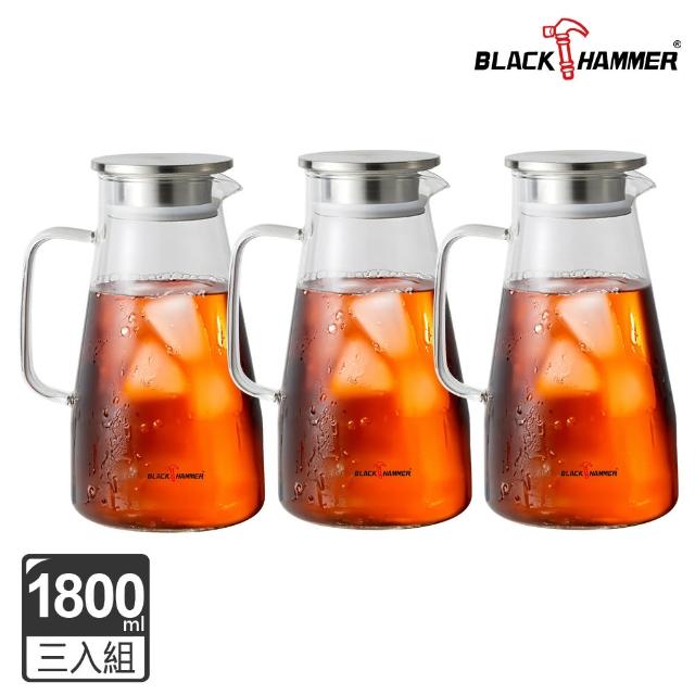 【BLACK HAMMER】沁涼 耐熱玻璃水壺  兩款任選三入組(1750/1800ml)