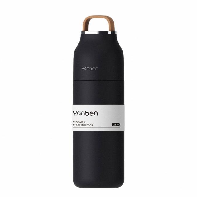 350ml 皮革把手 不鏽鋼保溫杯(保溫杯 保溫瓶 不鏽鋼保溫瓶 隨行杯 手提杯 水壺)