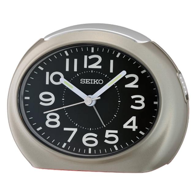 【SEIKO 精工】復古橢圓形 防貪睡鬧鐘 時鐘 QHE193(滑動式靜音秒針 嗶嗶鬧鈴聲)