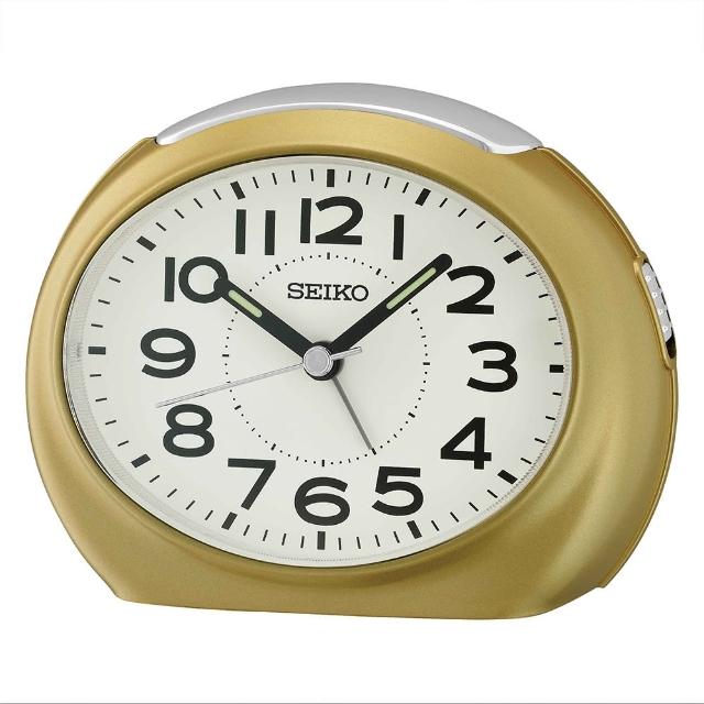 【SEIKO 精工】復古橢圓形 防貪睡鬧鐘 時鐘 QHE193(滑動式靜音秒針 嗶嗶鬧鈴聲)