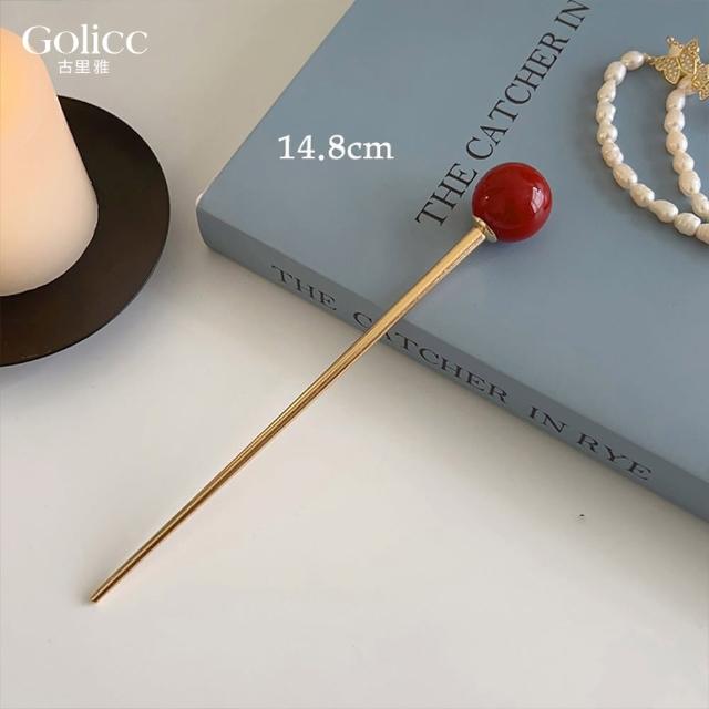 【Gulicc 古莉可】髮釵 簡約 時尚小圓球 髮簪(7夕情人節 生日 耶誕 髮飾 頭飾  髮簪 中國風 古典)