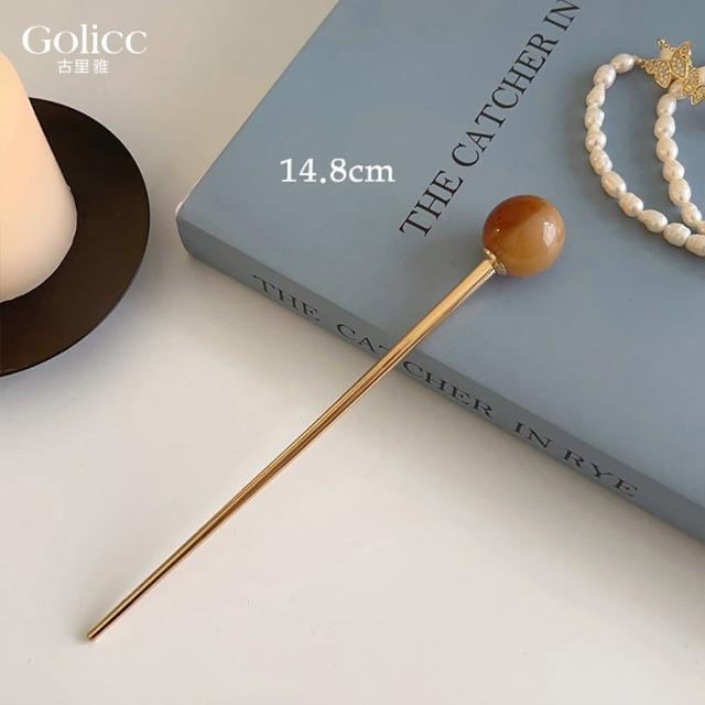 【Gulicc 古莉可】髮釵 簡約 時尚小圓球 髮簪(7夕情人節 生日 耶誕 髮飾 頭飾  髮簪 中國風 古典)
