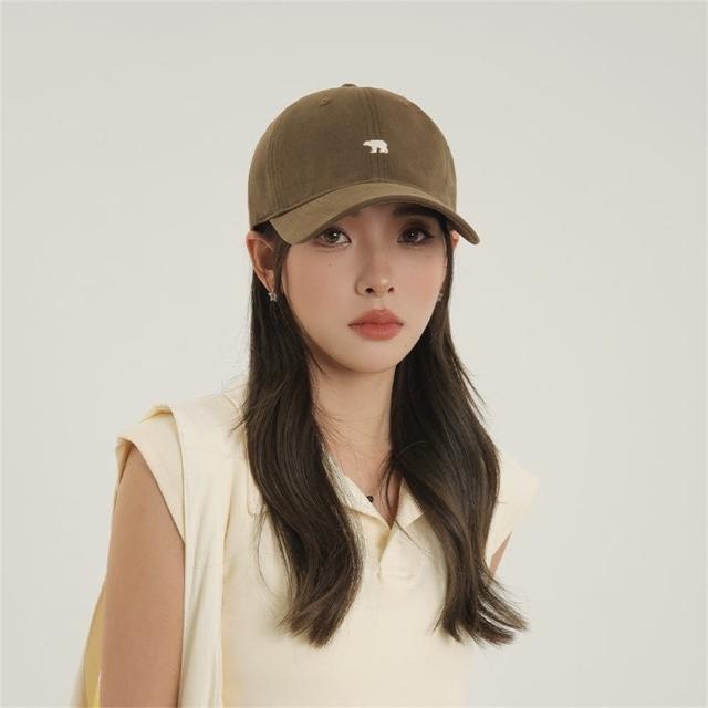 【MoonDy】棒球帽 鴨舌帽 美式復古 顯臉小帽子 防曬 透氣 軟頂 北極熊 刺綉 高質感 遮陽帽