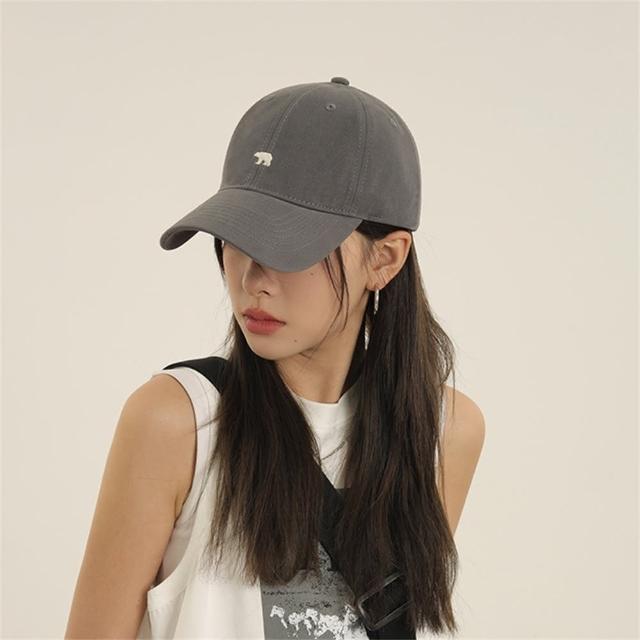 【MoonDy】棒球帽 鴨舌帽 美式復古 顯臉小帽子 防曬 透氣 軟頂 北極熊 刺綉 高質感 遮陽帽