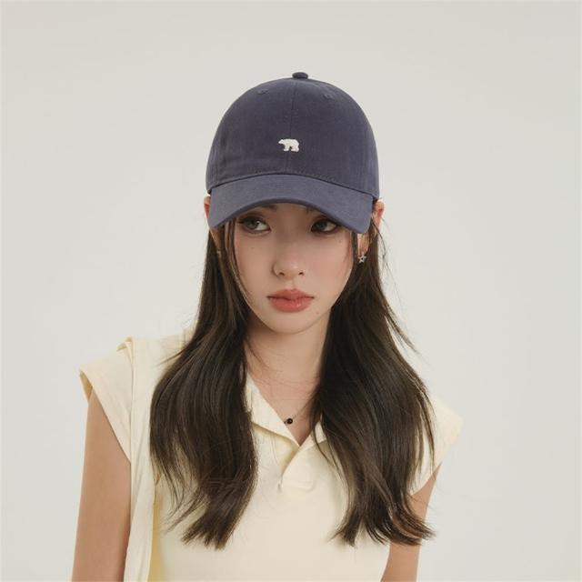 【MoonDy】棒球帽 鴨舌帽 美式復古 顯臉小帽子 防曬 透氣 軟頂 北極熊 刺綉 高質感 遮陽帽