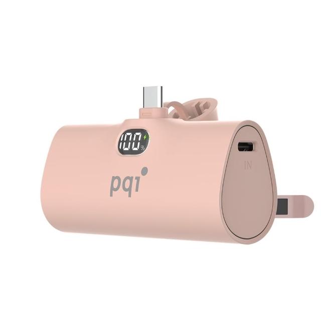 【PQI 勁永】5000mAh 20W USB-C 快充直插口袋行動電源 PD05(電量顯示 自帶腳架 電流過充保護)