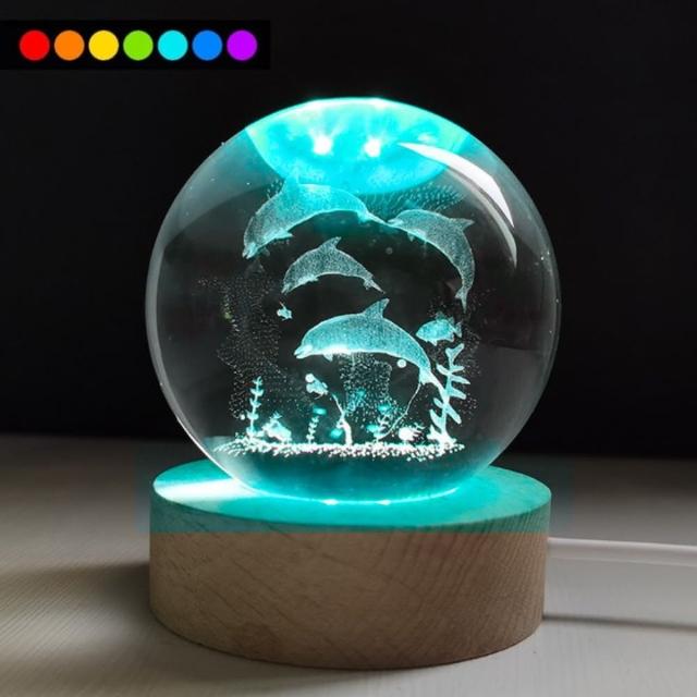 A-ONE 匯旺】魔幻水晶球夜燈大水母氣氛燈水晶小夜燈床頭燈水晶球LED暖