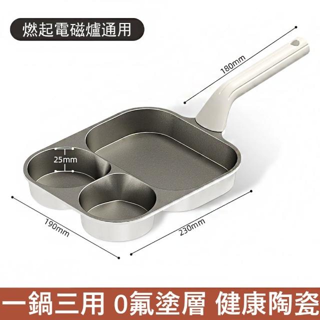 鈦陶瓷三合一早餐煎鍋 不粘鍋 平底鍋 牛排煎鍋(煎蛋鍋/漢堡鍋/煎餅鍋)