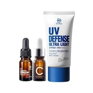 【Dr. May美博士】美白抗痘防護組(清爽防曬乳SPF50 40ml+B3水楊酸精華10ml+C15%美白精華10ml)