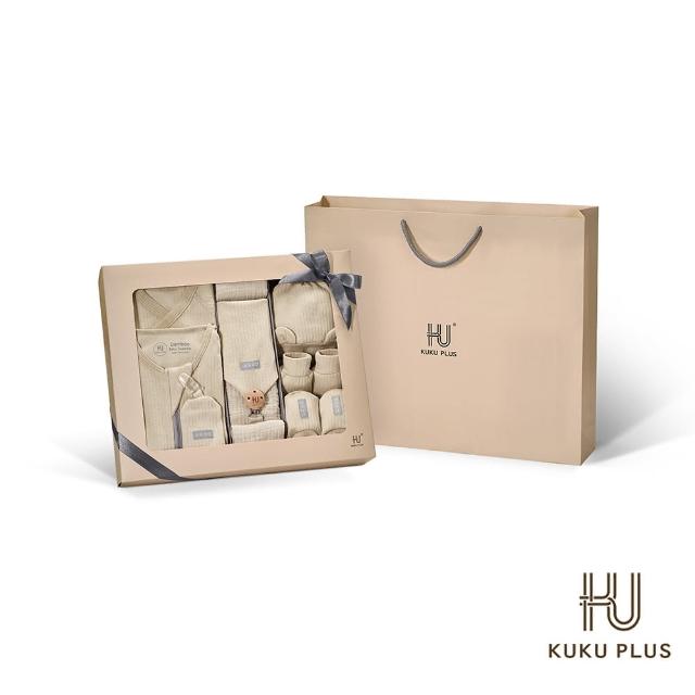 【KU.KU. 酷咕鴨】KUKU PLUS竹纖羅紋成長懶人包巾禮盒16件組(彌月禮盒/新生兒必備組)
