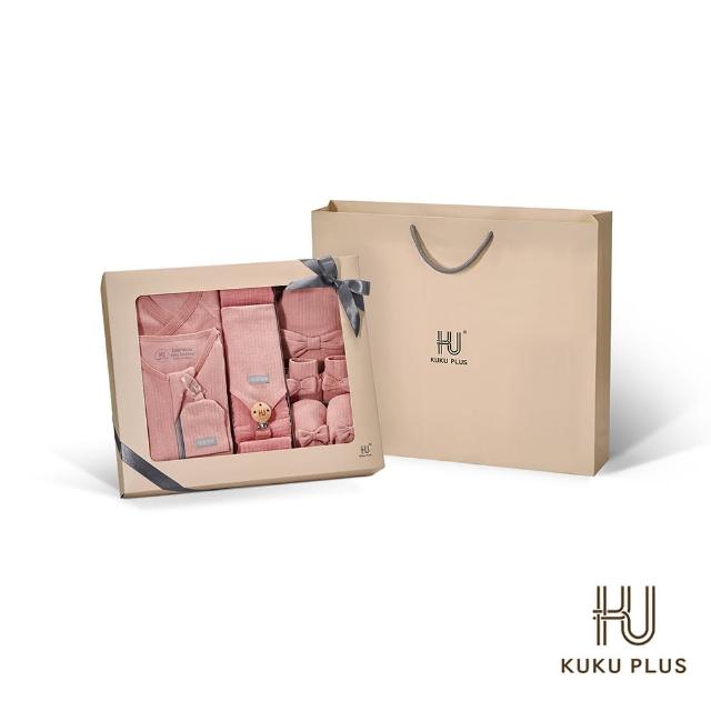 【KU.KU. 酷咕鴨】KUKU PLUS竹纖羅紋成長懶人包巾禮盒16件組(彌月禮盒/新生兒必備組)
