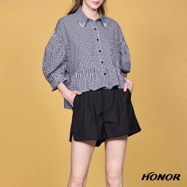 【HONOR 山形屋】出清品 休閒寬鬆側開衩短褲-黑/杏(限定出清)