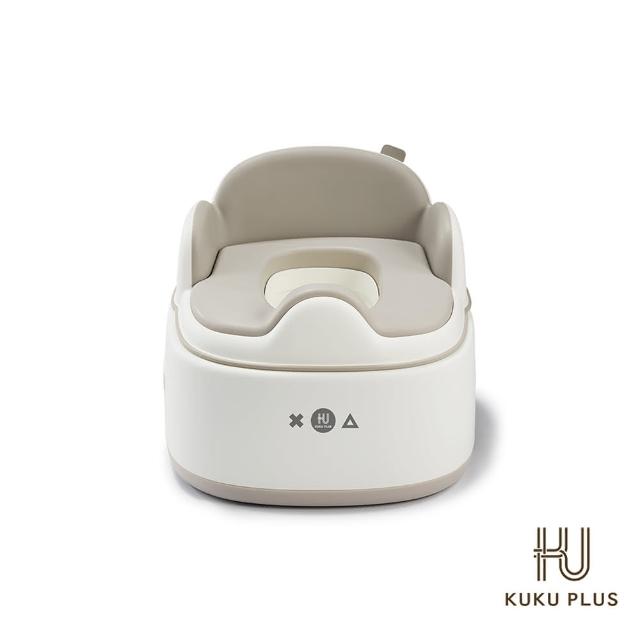 【KU.KU. 酷咕鴨】KUKU PLUS豪華軟墊三合一學習便器馬桶(淺茶棕/曜石灰)