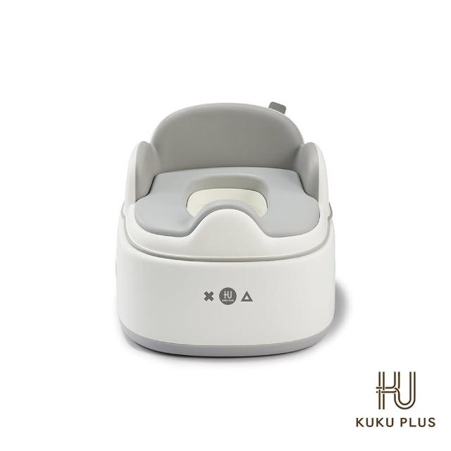 【KU.KU. 酷咕鴨】KUKU PLUS豪華軟墊三合一學習便器馬桶(淺茶棕/曜石灰)